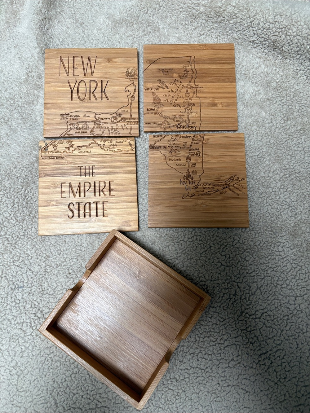 Coaster Set - The Empire State NY Map New York